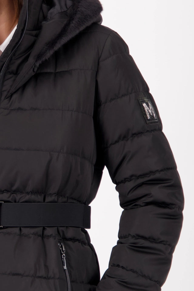 Chaqueta MONARI negra acolchada con cinturón