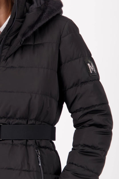 Chaqueta MONARI negra acolchada con cinturón
