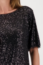 Camisa MONARI de lentejuelas negra