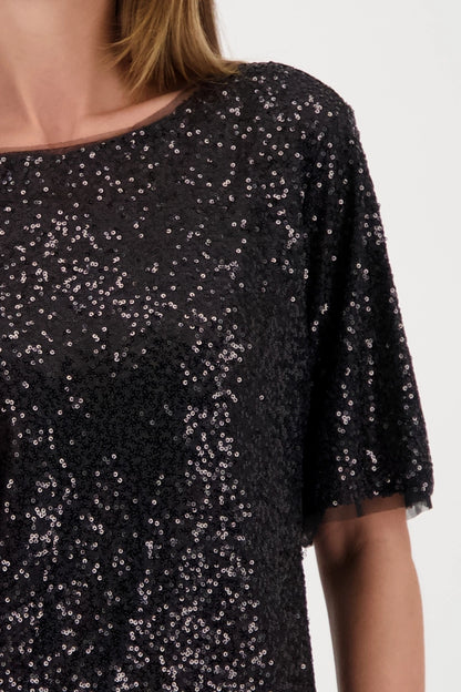 Camisa MONARI de lentejuelas negra