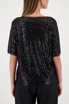 Camisa MONARI de lentejuelas negra