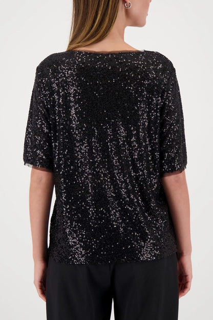 Camisa MONARI de lentejuelas negra