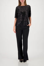 Camisa MONARI de lentejuelas negra