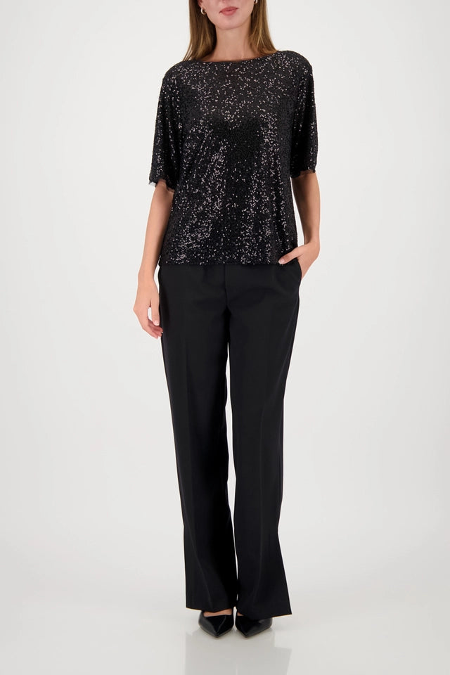 Camisa MONARI de lentejuelas negra