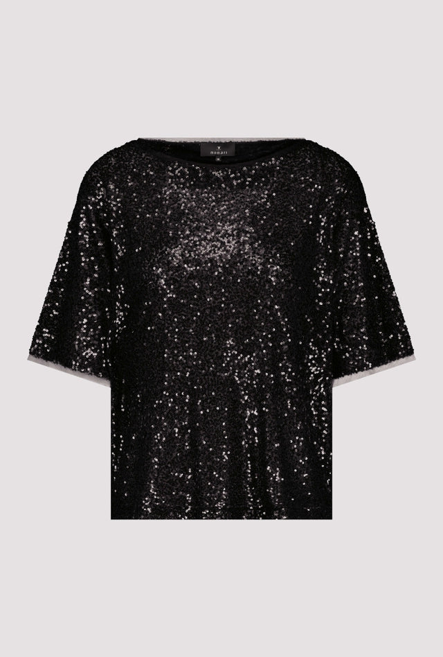 Camisa MONARI de lentejuelas negra