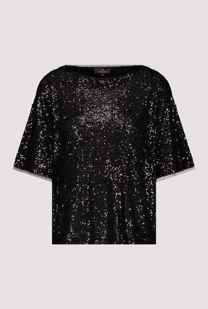 Camisa MONARI de lentejuelas negra