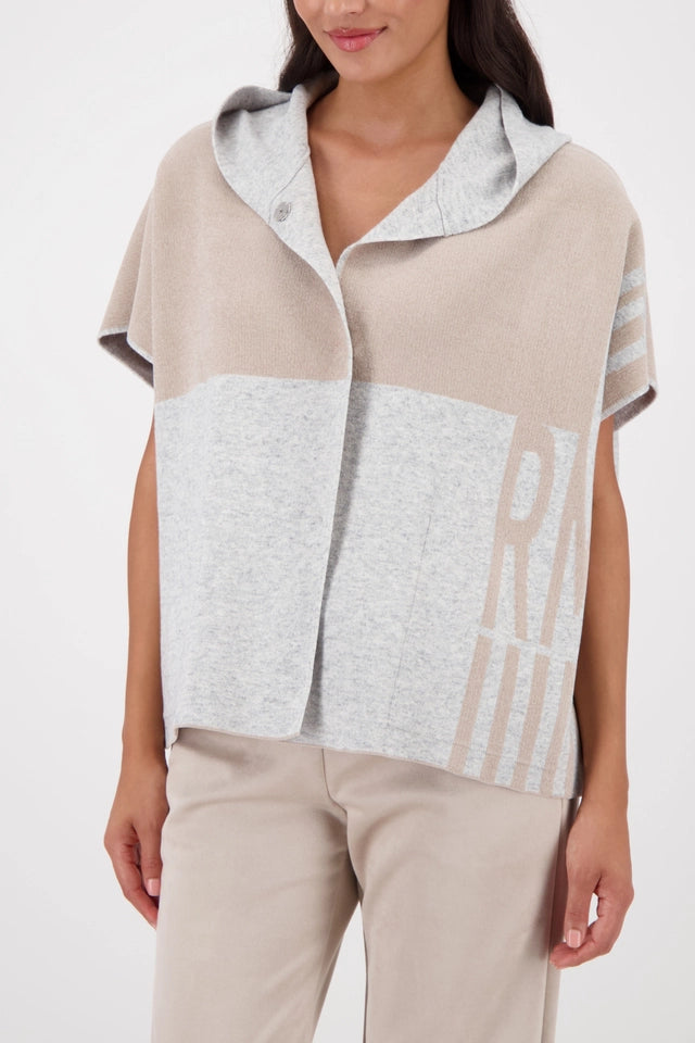 Capote MONARI de punto gris y champan