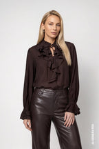 Blusa MONARI marrón con volantes