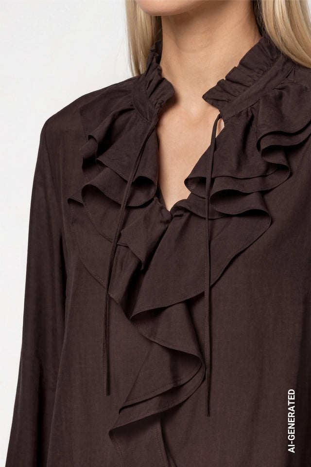 Blusa MONARI marrón con volantes