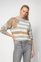 Jersey MONARI de rayas con bordado