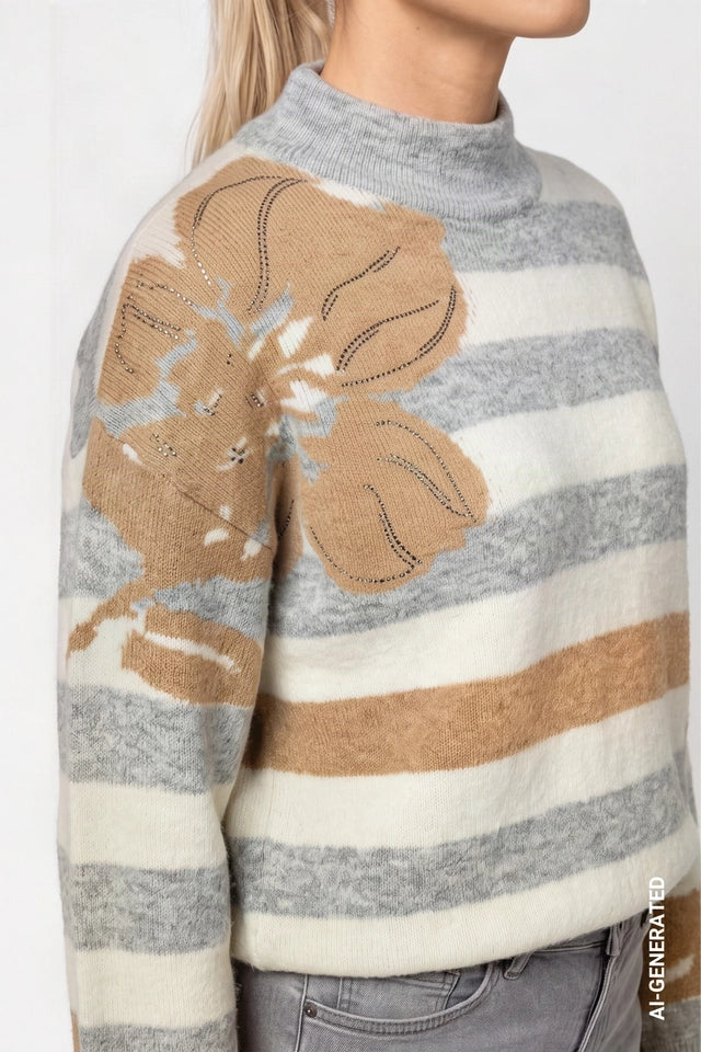 Jersey MONARI de rayas con bordado