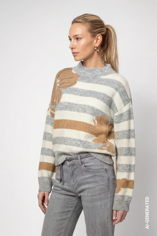 Jersey MONARI de rayas con bordado