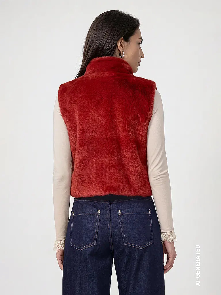 Chaleco MONARI piel sintética color teja