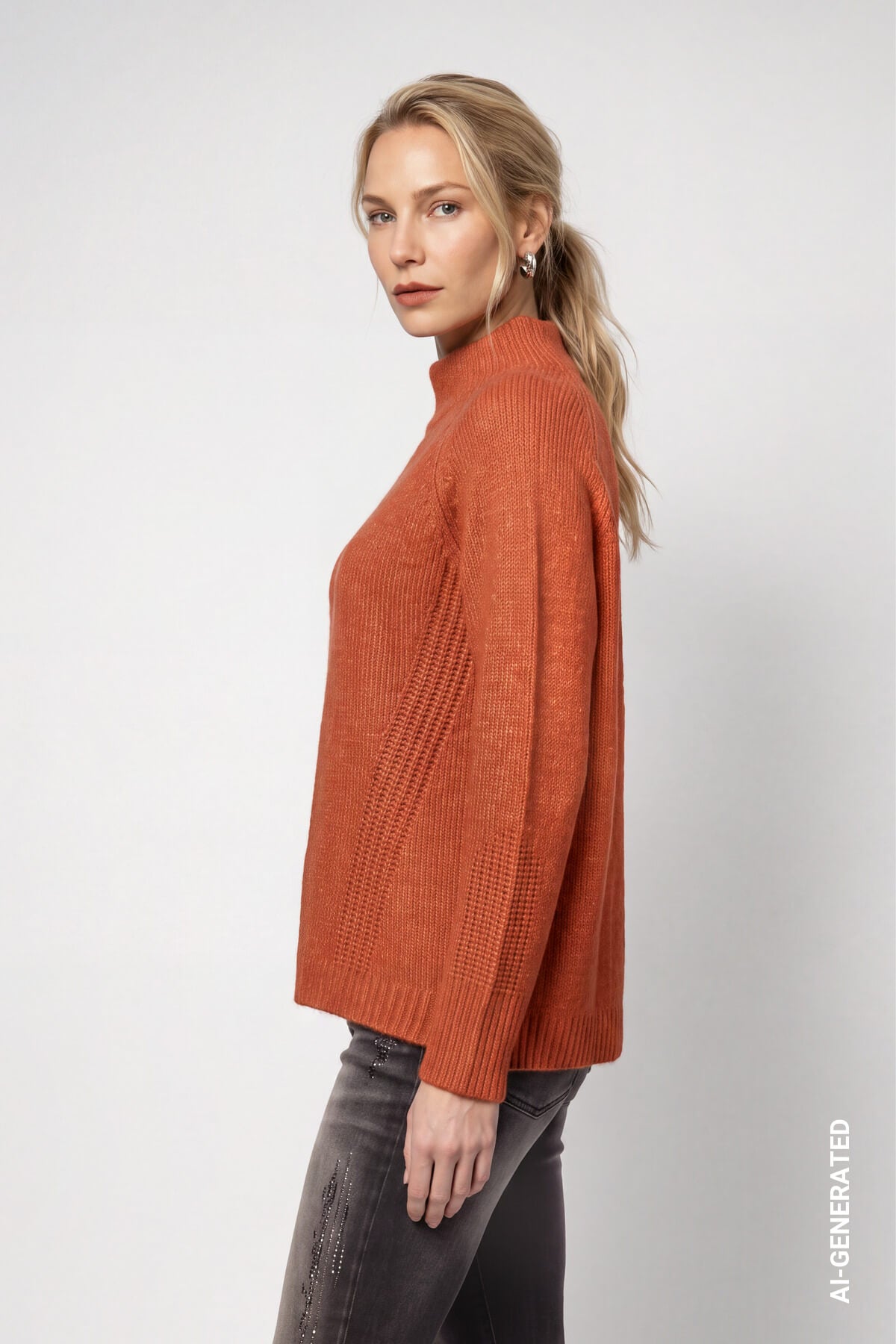Jersey MONARI de cuello alto naranja