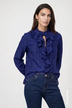Blusa MONARI azul con volantes