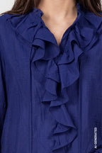 Blusa MONARI azul con volantes