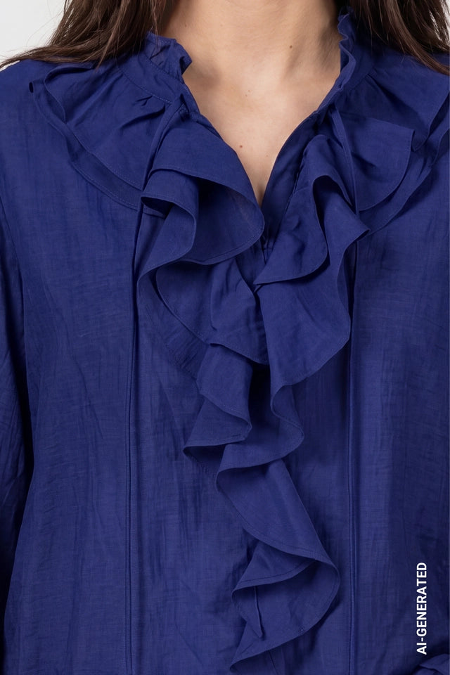 Blusa MONARI azul con volantes