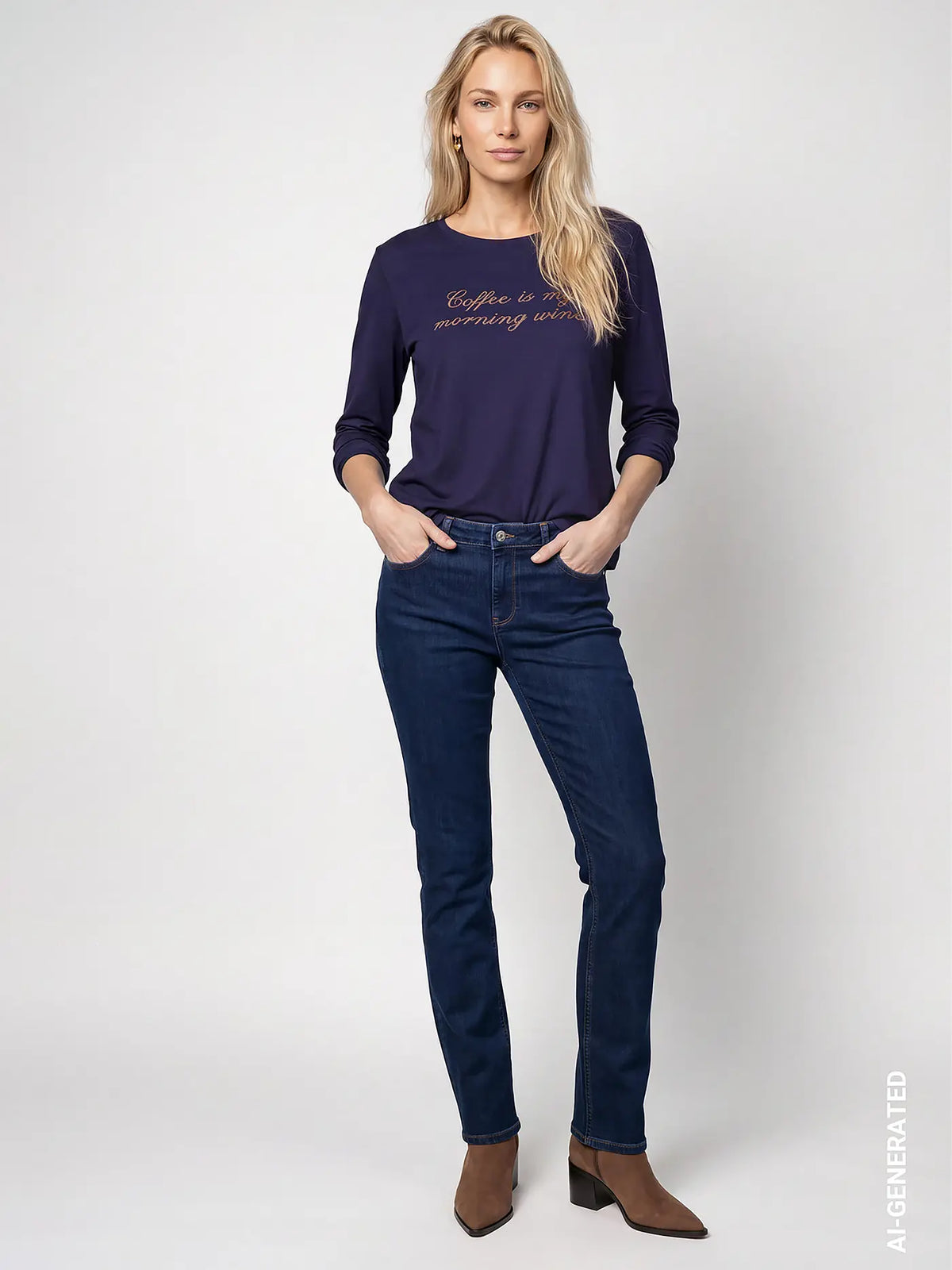 Camiseta MONARI azul con letras de pedrería