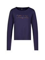 Camiseta MONARI azul con letras de pedrería