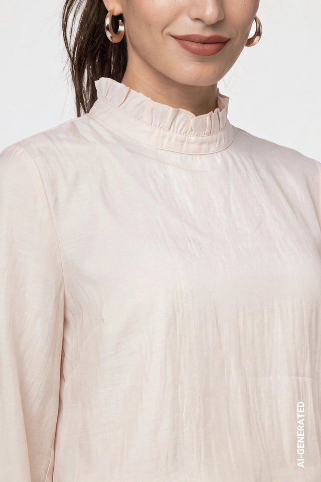 Blusa MONARI con detalle de volantes color avellana