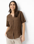 Camisa BRAX FEEL GOOD de lino marrón