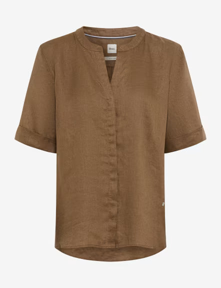Camisa BRAX FEEL GOOD de lino marrón
