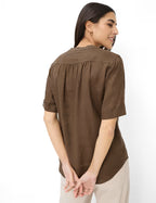 Camisa BRAX FEEL GOOD de lino marrón
