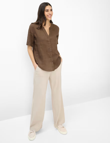 Camisa BRAX FEEL GOOD de lino marrón