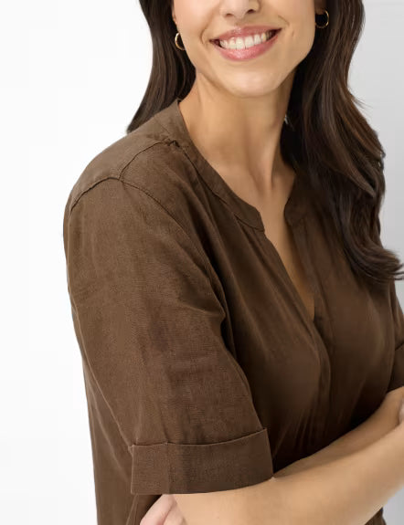 Camisa BRAX FEEL GOOD de lino marrón