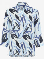 Blusa BRAX FEEL GOOD lino estampado floral en azules
