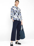 Blusa BRAX FEEL GOOD lino estampado floral en azules