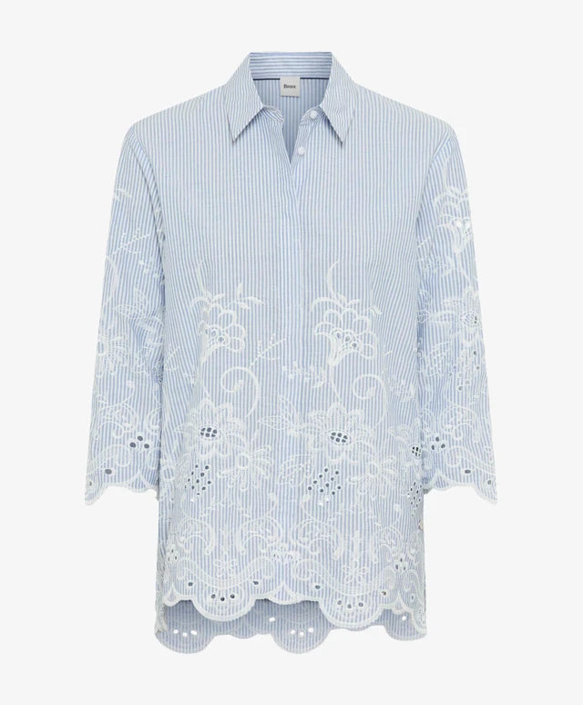 Camisa BRAX FEEL GOOD de rayas con bordado