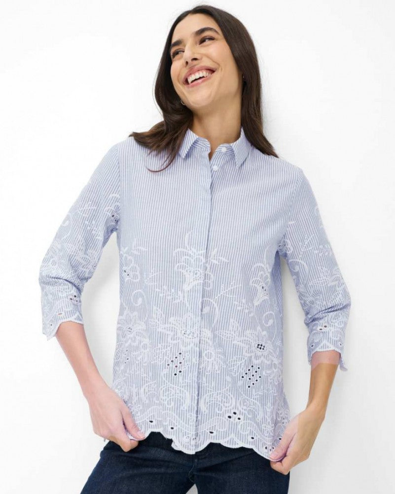 Camisa BRAX FEEL GOOD de rayas con bordado
