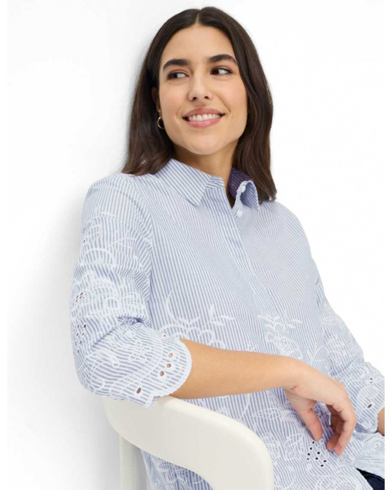 Camisa BRAX FEEL GOOD de rayas con bordado