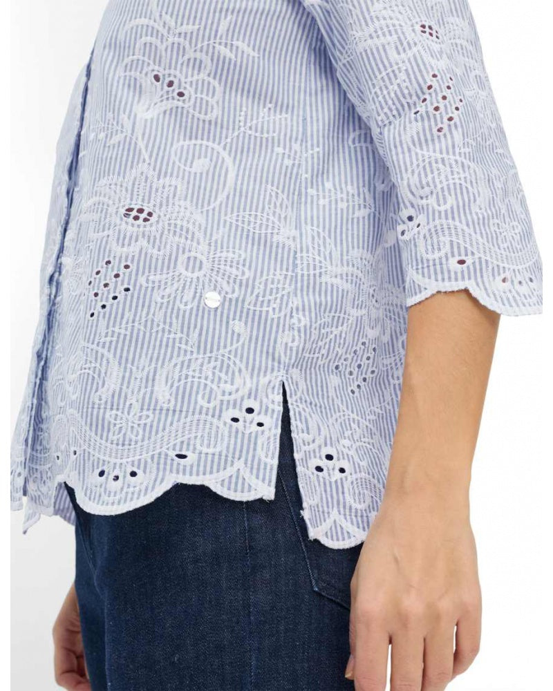 Camisa BRAX FEEL GOOD de rayas con bordado