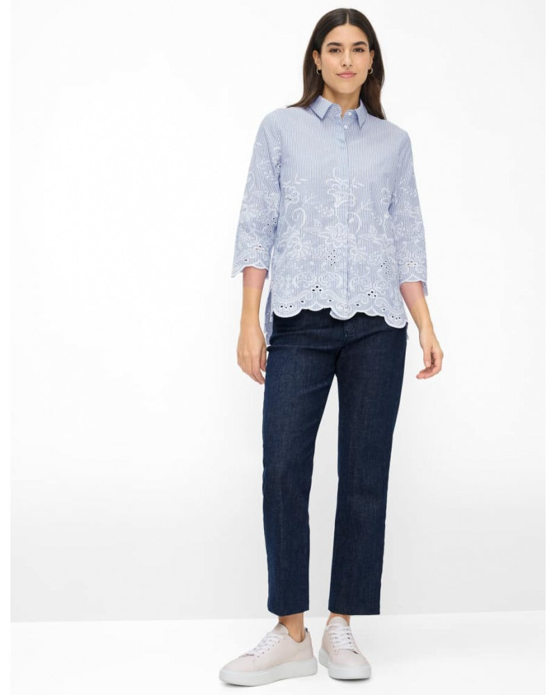 Camisa BRAX FEEL GOOD de rayas con bordado