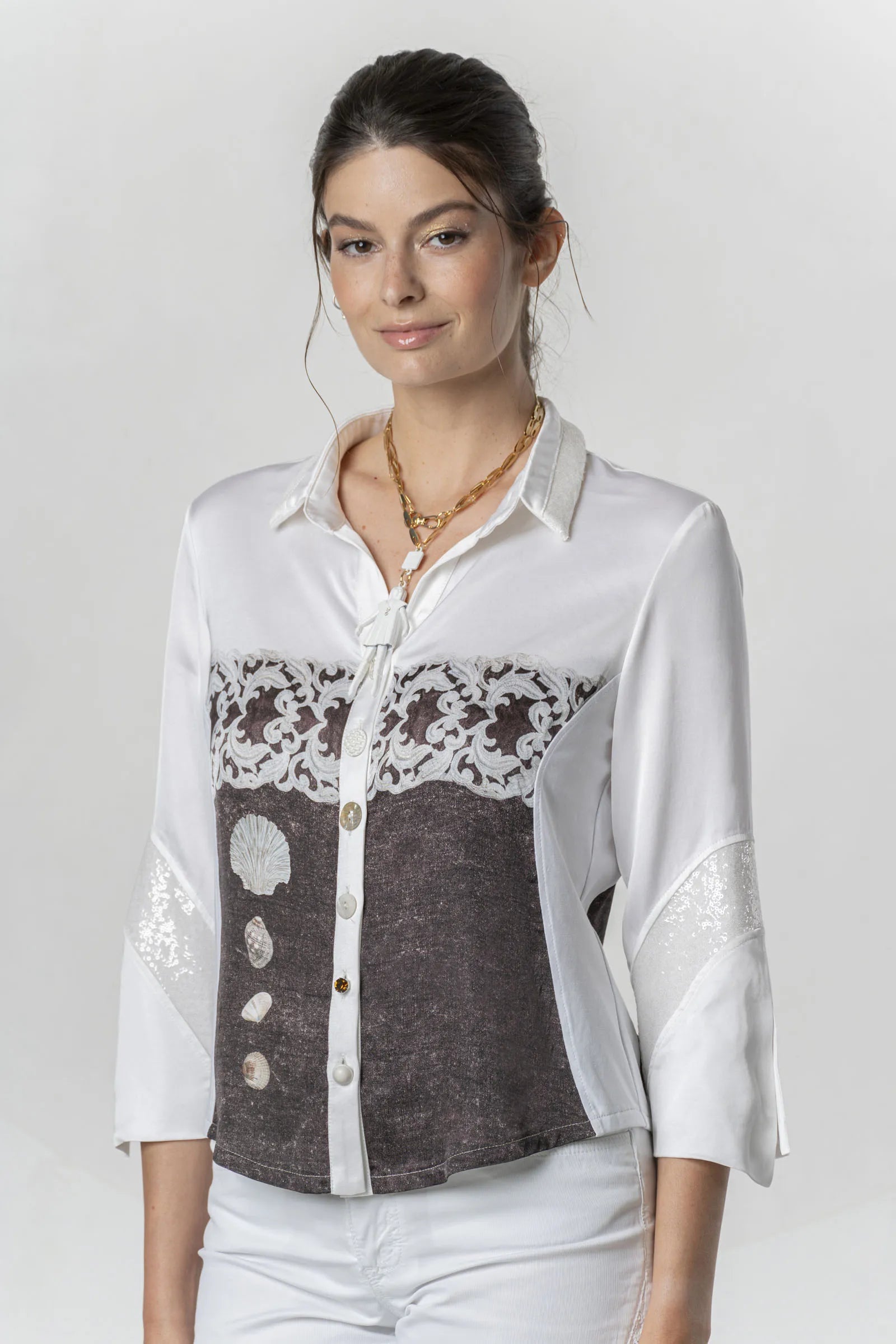 Blusa ELISA CAVALETTI con estampado de encaje