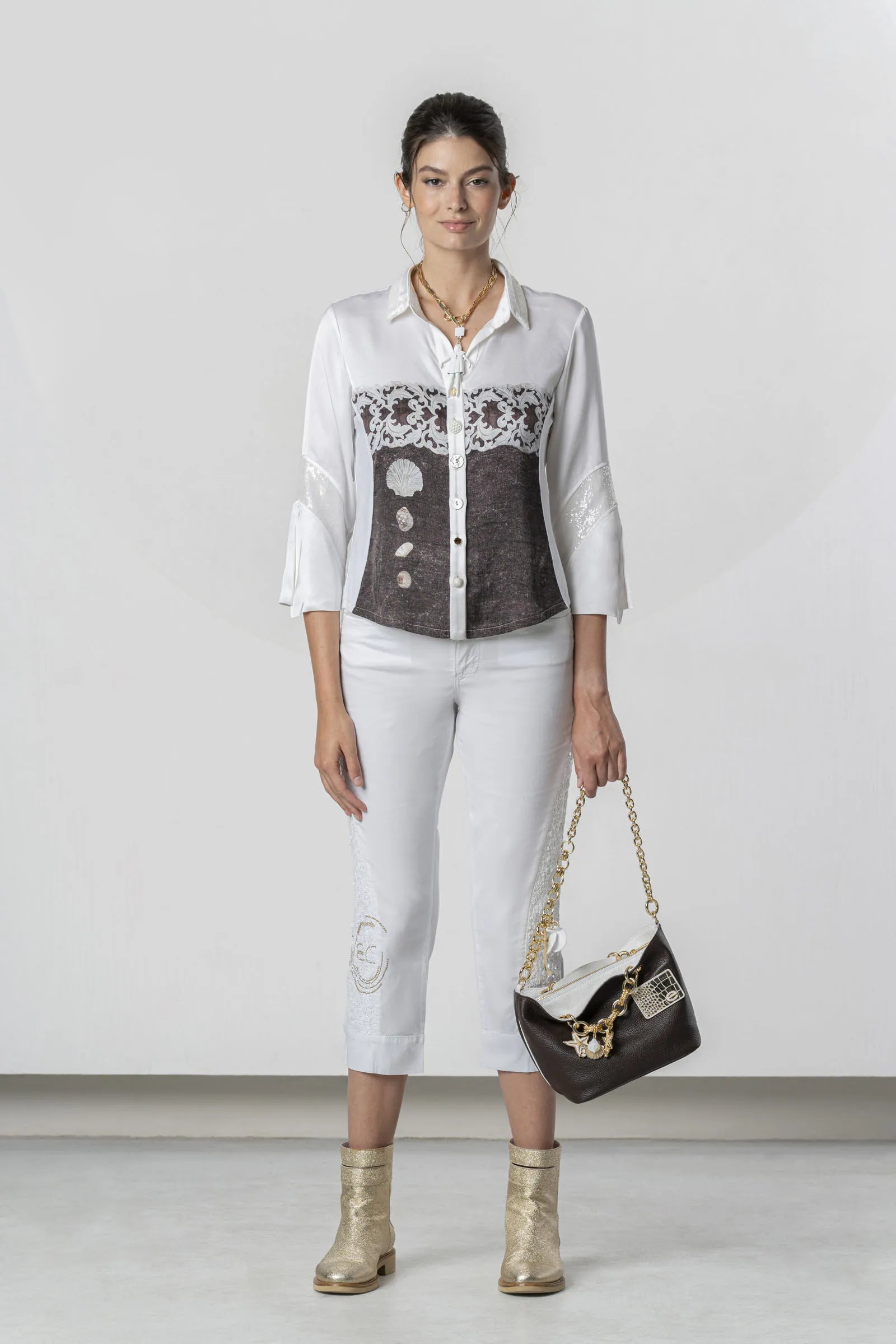 Blusa ELISA CAVALETTI con estampado de encaje