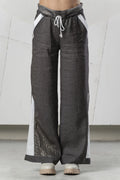 Pantalón ELISA CAVALETTI de lino laminado bronce