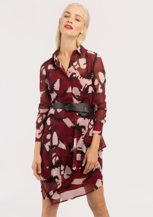 Robe courte imprimée bordeaux