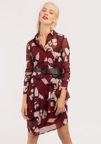 Robe courte imprimée bordeaux