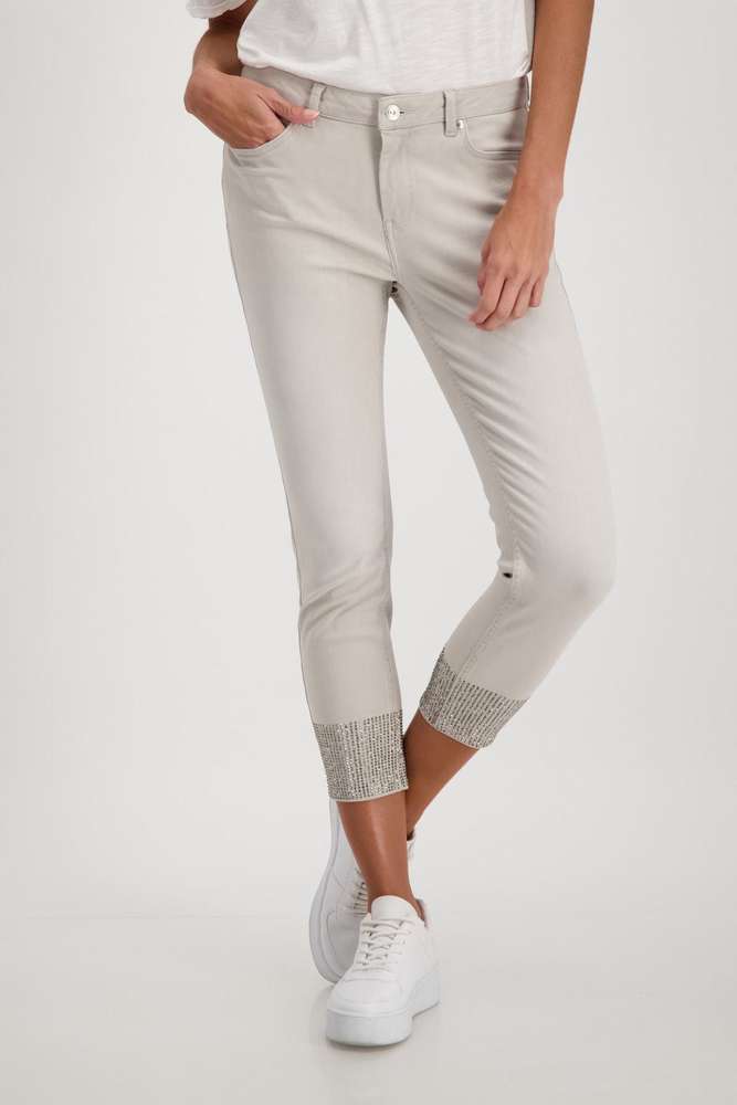 Pantalón jeans cropped pedrería