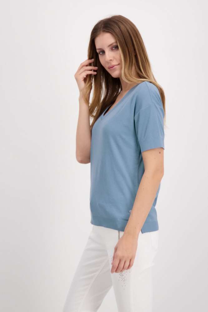 Camiseta MONARI punto ligero con cuello pico