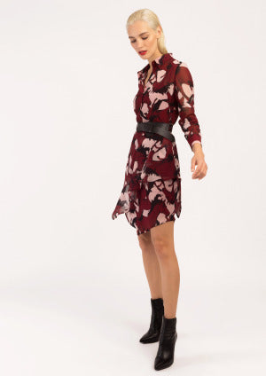 Short burgundy print dress