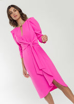Vestido ALBA CONDE fucsia mangas abullonadas