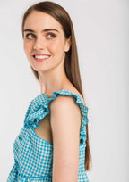 Top ALBA CONDE cuadro vichy azul