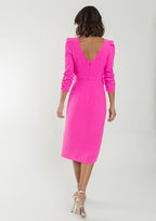 Vestido ALBA CONDE fucsia mangas abullonadas