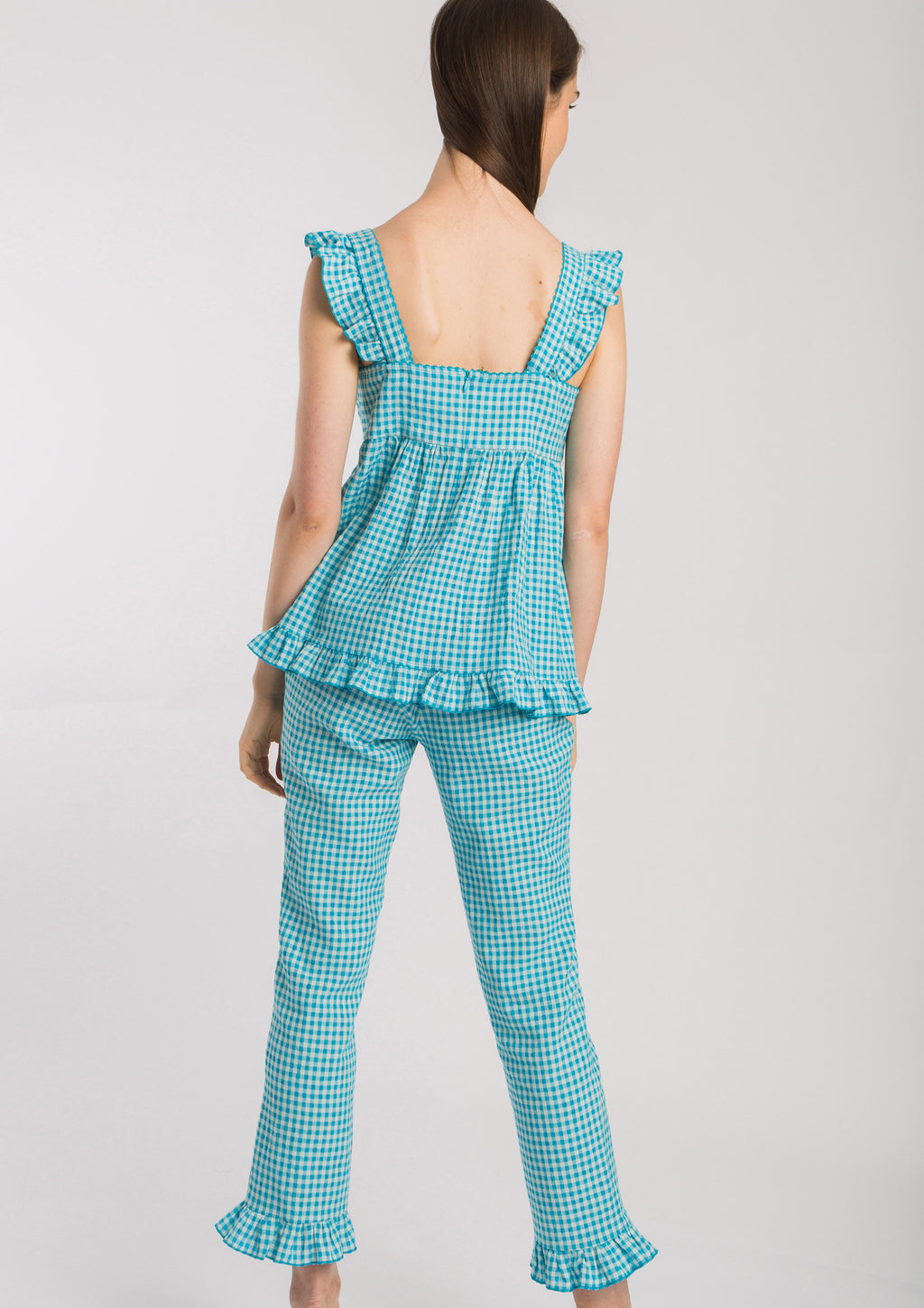 Top ALBA CONDE cuadro vichy azul